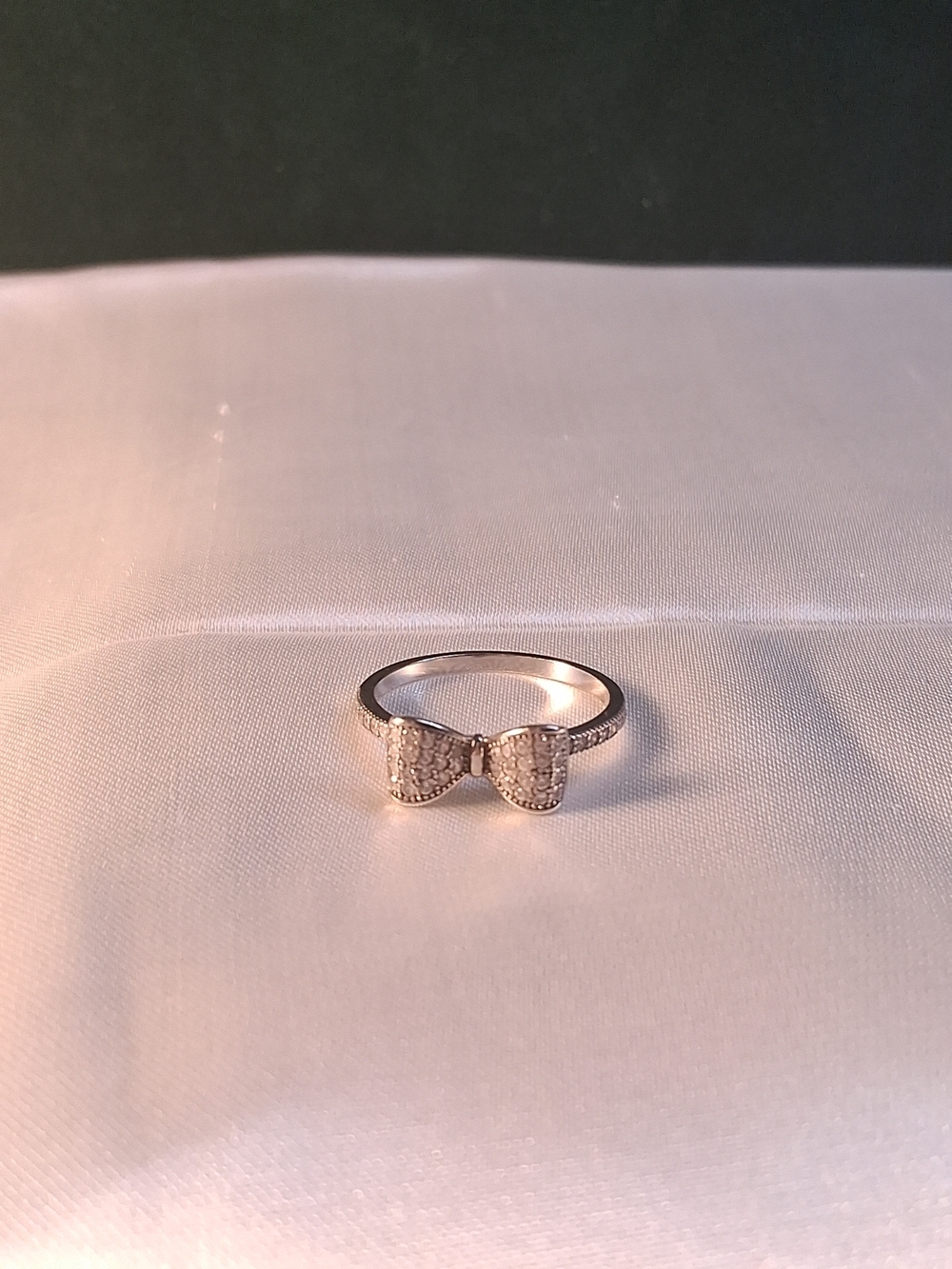 P4. 925 Sterling Silver Girlie Ribbon Bow Ring Fashionista Y2k, Stamped Size 8